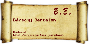 Bársony Bertalan névjegykártya