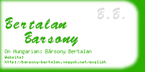 bertalan barsony business card